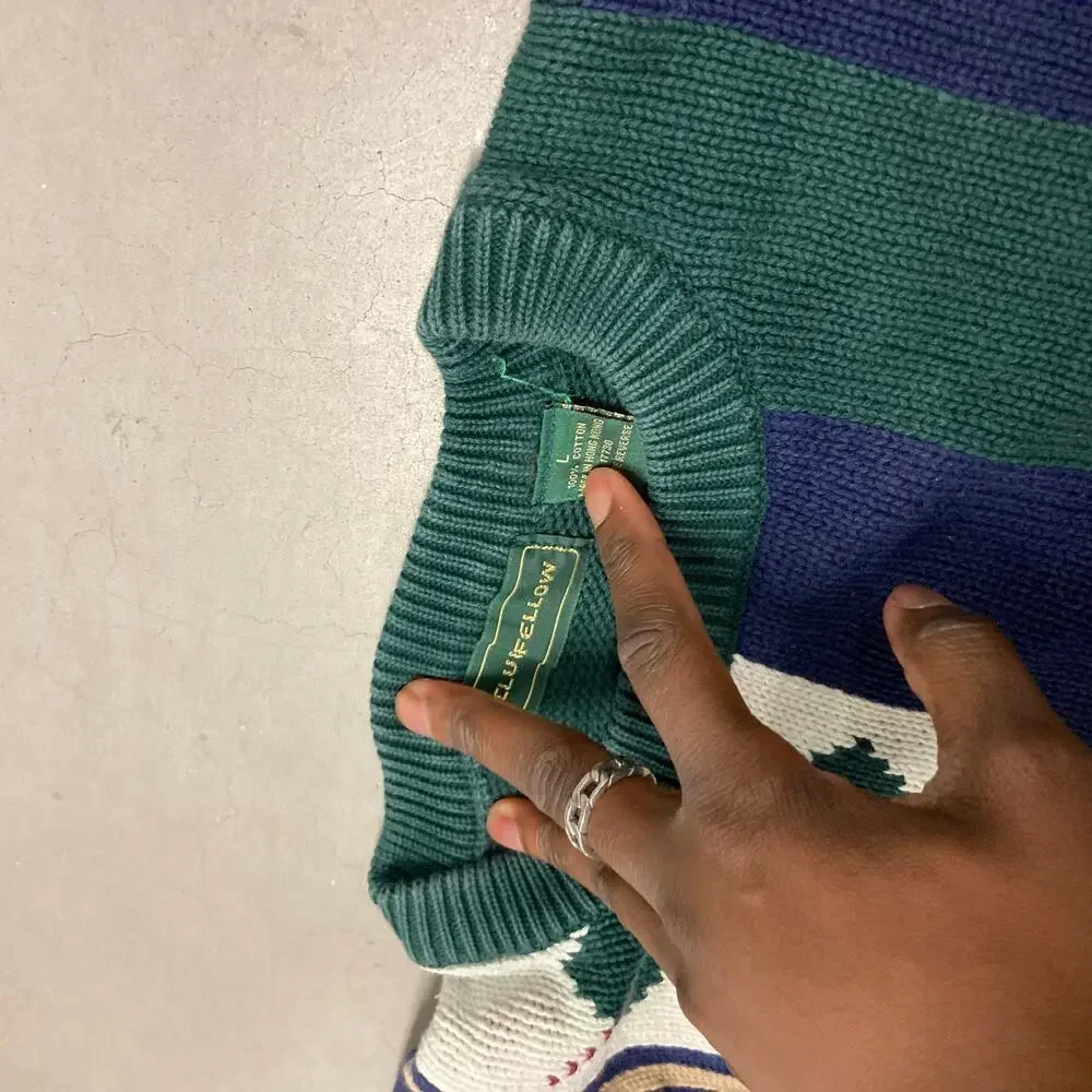 vintage y2k green golf patterned sweater